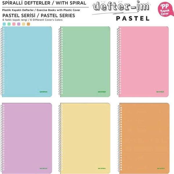 Mopak Pastel Serisi  A4 Spiralli PP Kapak Defter 72 Yp Çizgili - Image 1