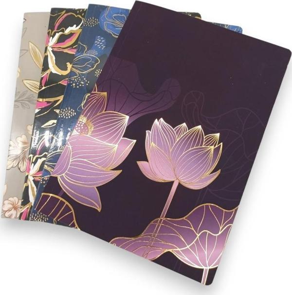 Yumuşak Doku Varaklı Çizgili Defter 96 Yaprak 80 gr 15x21 cm - Image 1