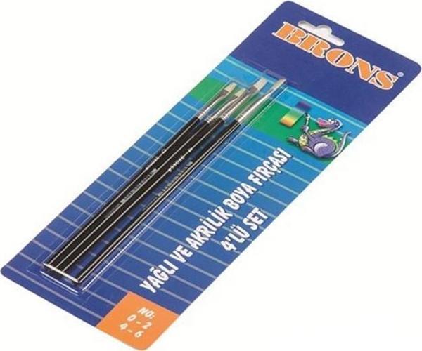 Brons Br-523 Yağlı ve Akrilik Boya Fırçası 4 'lü Set (0-2-4-6) - Image 1