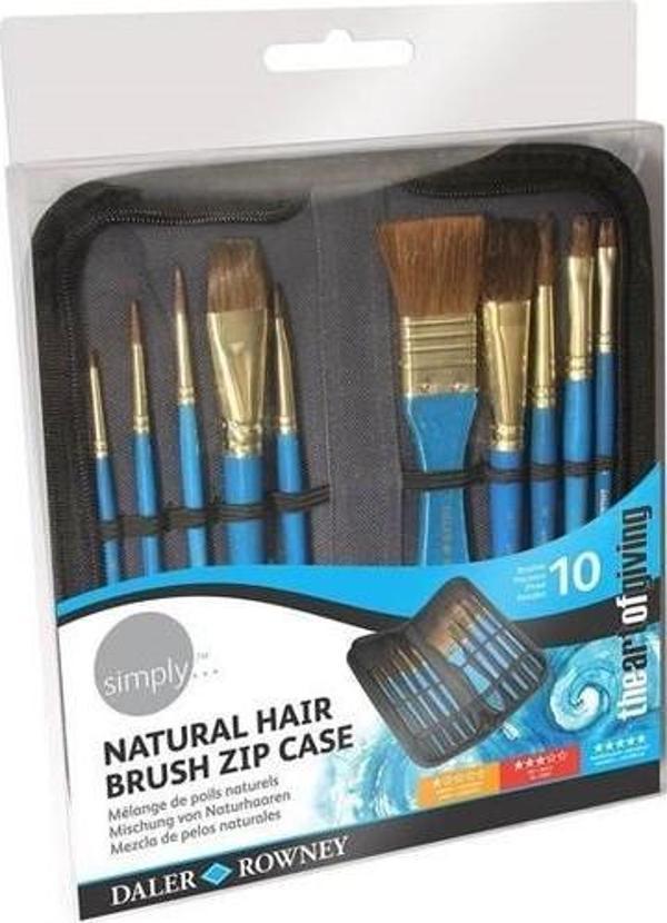 Daler Rowney Simply Natural Hair Sulu Boya Fırça Seti Çantalı 10'lu - Image 1