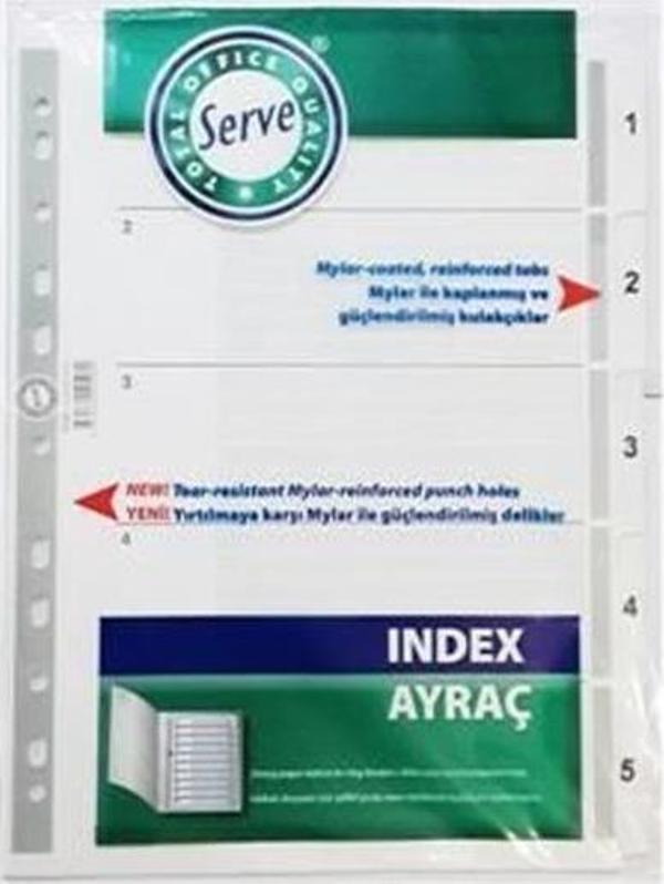 Serve Ayraç A4 1-5 Rakam Karton SV-5323 - Image 1
