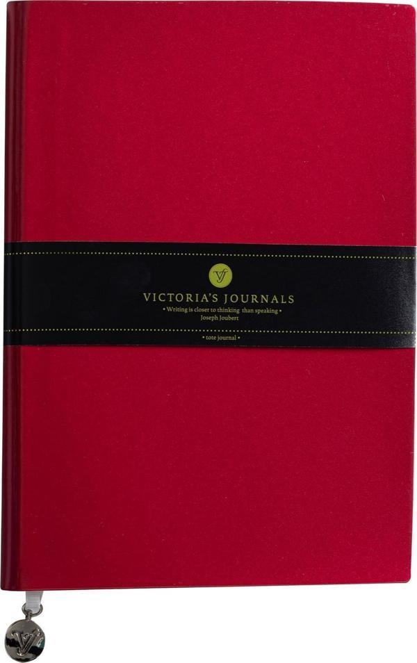 Victoria's Journals Smyth Rugan Esnek Kapak Çizgili Defter, 14.8x21 cm -Kırmızı - Image 1