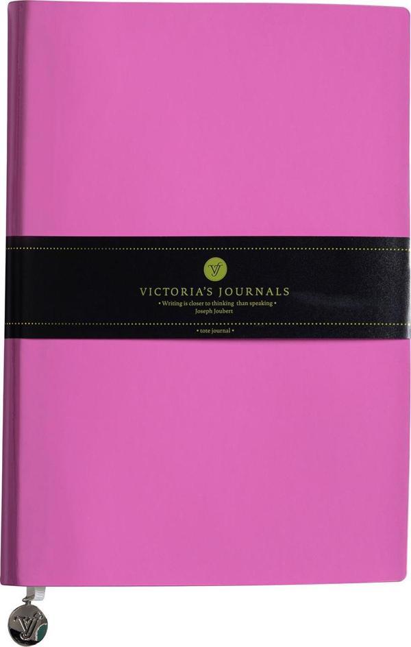 Victoria's Journals Smyth Rugan Esnek Kapak Çizgili Defter, 14.8x21 cm -Pembe - Image 1
