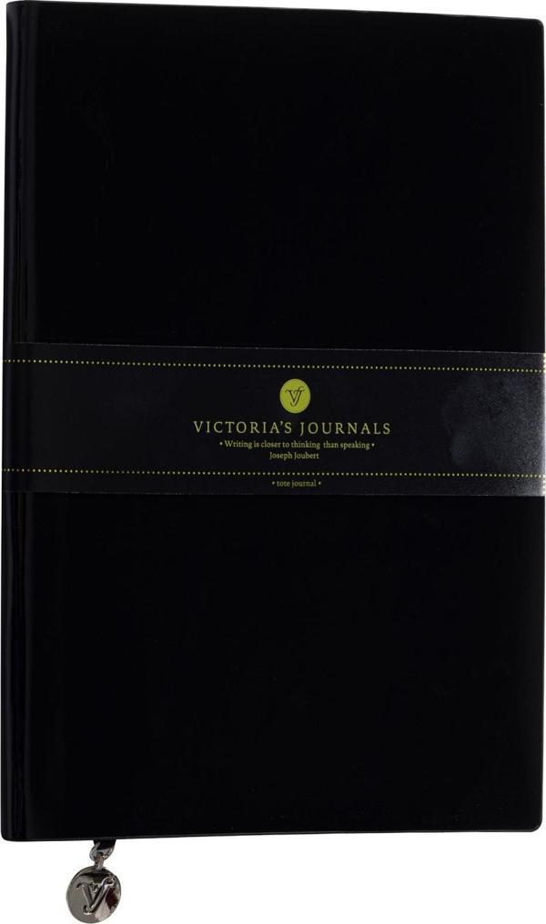 Victoria's Journals Smyth Rugan Esnek Kapak Çizgili Defter, 14.8x21 cm -Siyah - Image 1