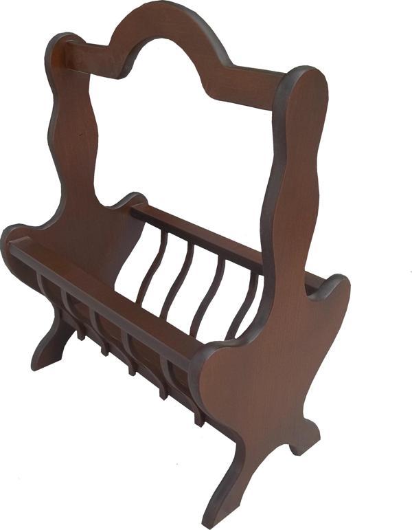 Gazete Sehpa 12621 Model Kayın MDF Torna tabla Parlak Ceviz Boya Tutmalık El Yapı - Image 1