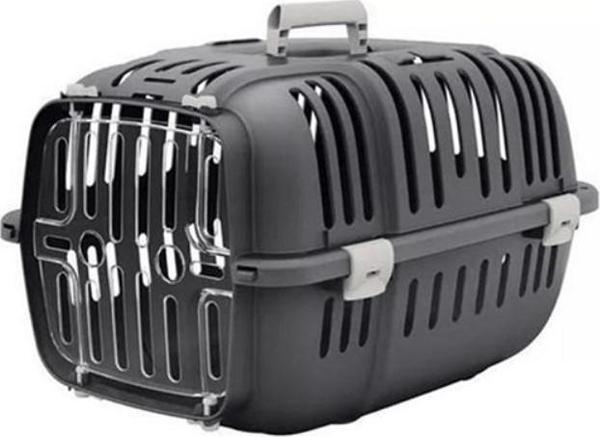 Ferplast Jet 10 Küçük Boy Plastik Kedi Taşıma Çantası Gri 32x47x29 cm - Image 1