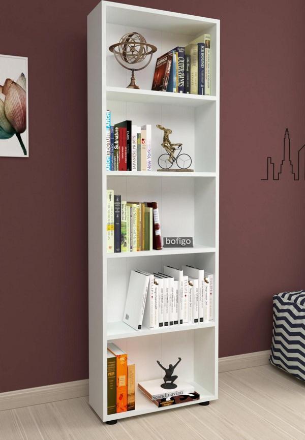 Bofigo Dekoratif 5 Raflı Kitaplık Modern Kitaplık Beyaz - Image 1