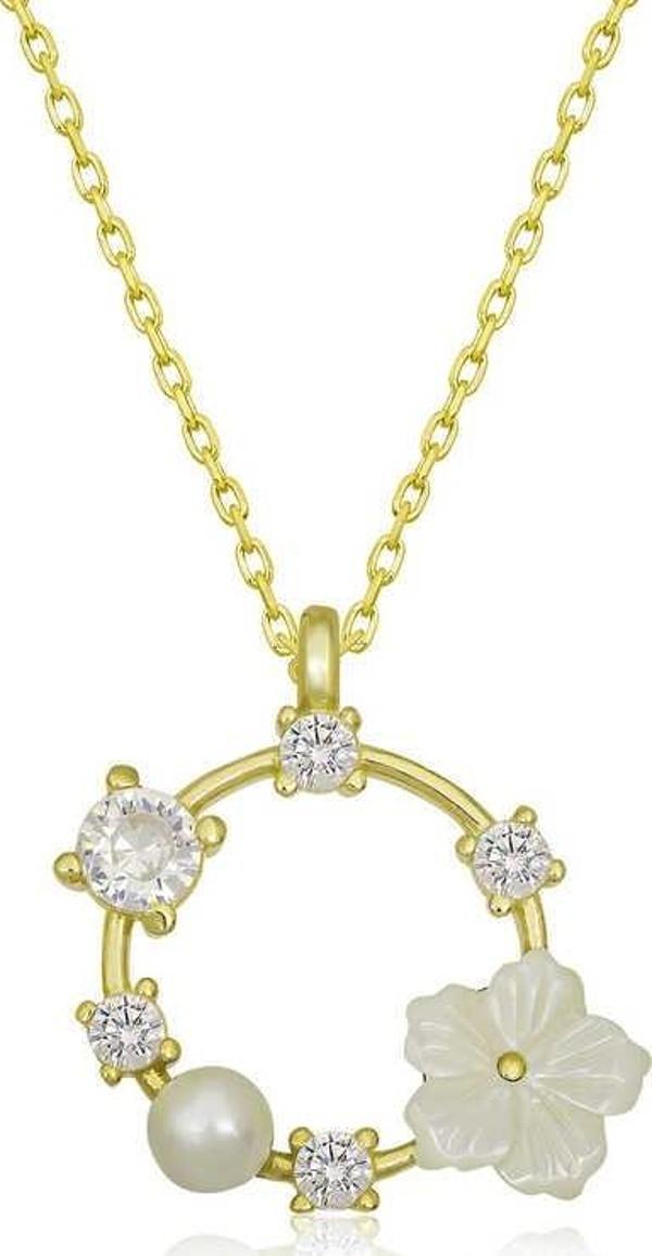 Himarry 925 Ayar Gümüş Gold Manolya Çiçeği Kadın Kolye - Image 1
