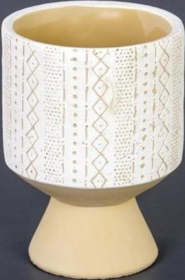 Euro Flora Motifli Yuvarlak Beton Saksı 12X19 cm  - Image 1