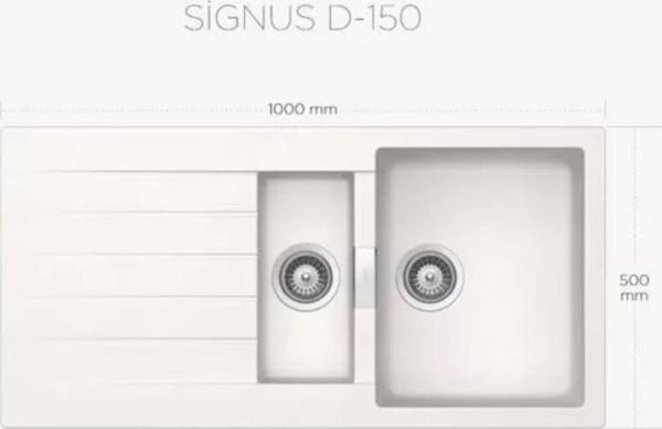 Schock Cristadur Signus D-150 A Polaris Yeni Beyaz Tezgahüstü 1,5 Göz Evye - Image 1