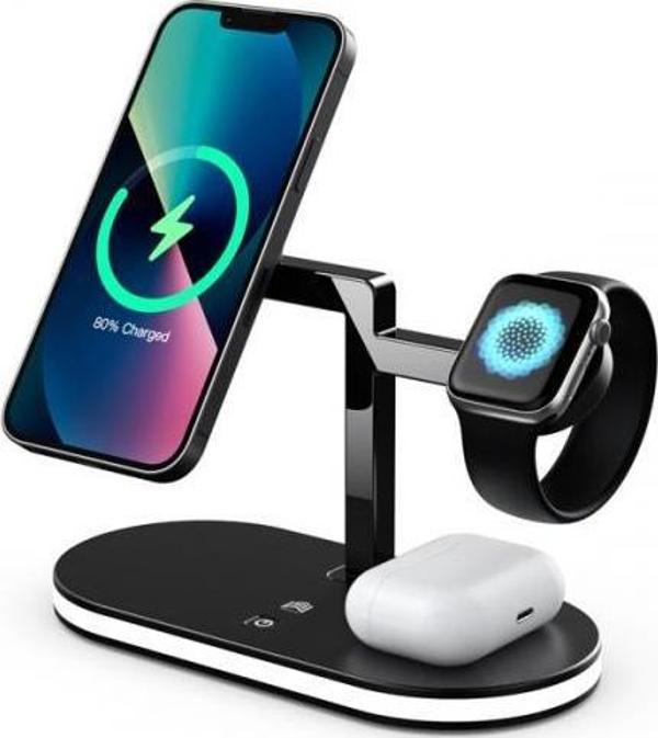 Coofbe 5İN1 Magsafe Masaüstü Kablosuz Şarj Standı Gece Lambası Şarj İphone 12 13 14 15 Pro Max Şarj Standı - Image 1