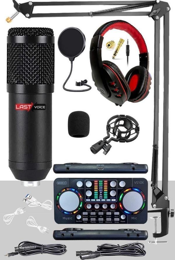 Lastvoice BM800 Persuasive Paket-1 Stüdyo Mikrofon Ses Kartı Kulaklık Stand (Kayıt ve Canlı Yayın) - Image 1