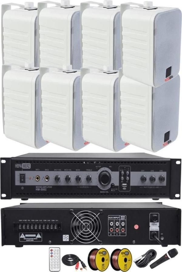Lastvoice High Voice Paket-4 Bölgeli Amfi ve Duvar Hoparlör Ses Anons Sistemi Seti - Image 1