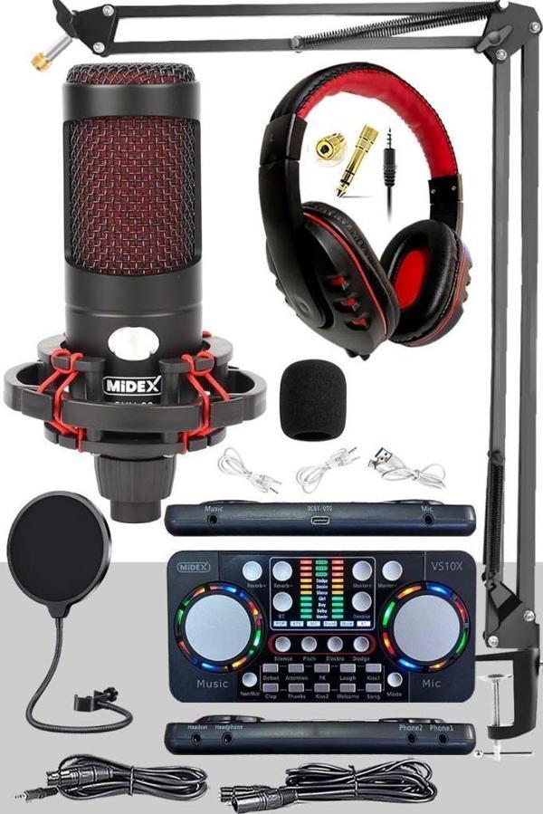 Midex CXN-30 Persuasive Paket-3 Stüdyo Mikrofon Ses Kartı Kulaklık Stand (Kayıt ve Canlı Yayın) - Image 1
