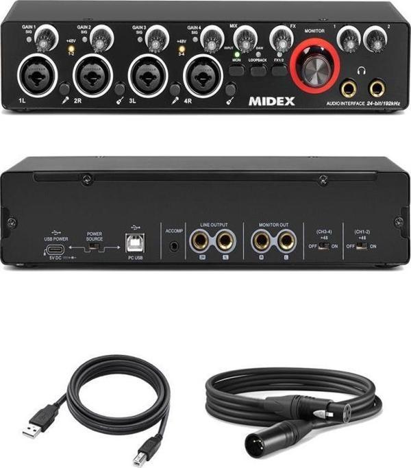 Midex GLX-4000 Profesyonel Usb Stüdyo Ses Kartı 4 Giriş 4 Çıkış (xlr Kablo Dahil) - Image 1
