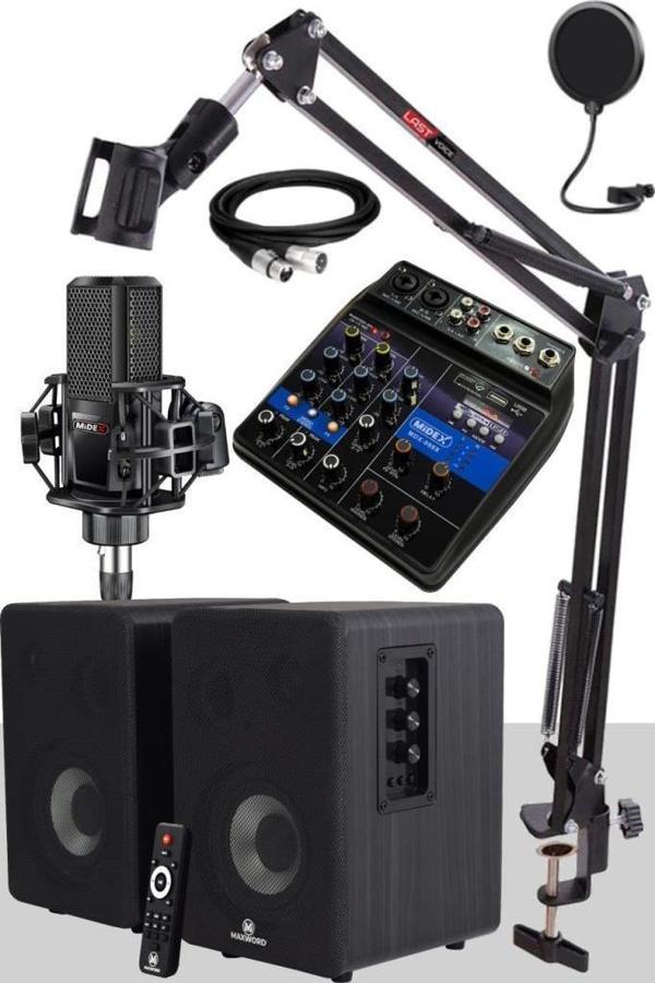 Midex İmpressive Paket-1 Stüdyo Ekipmanları Kayıt Seti (Monitör Mikrofon Mikser) - Image 1