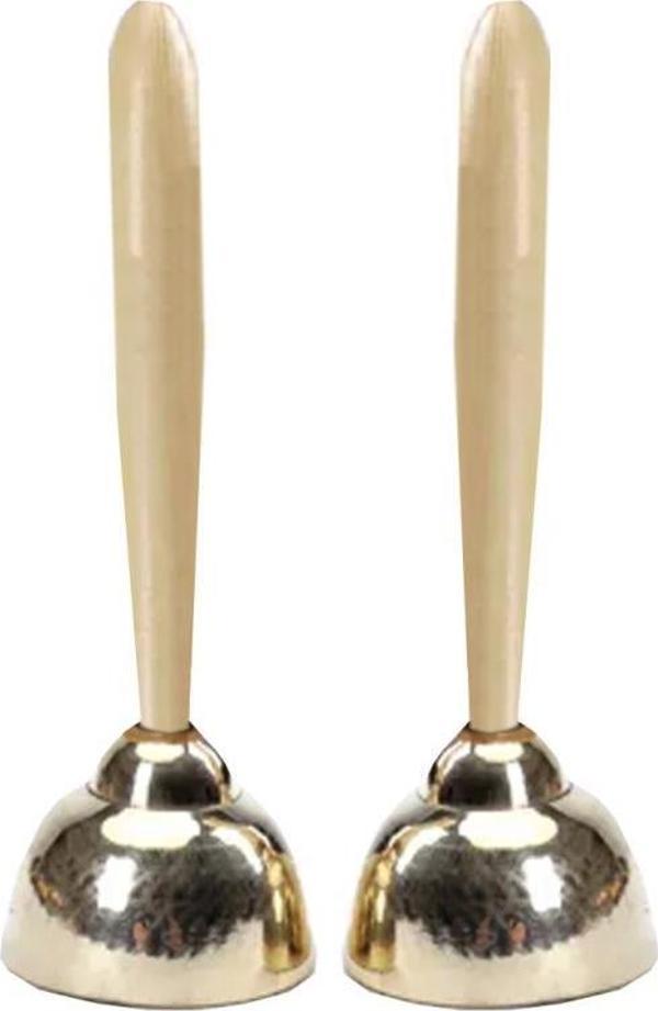 Midex Orf-ZL-35 Örf Aletleri Ahşap Saplı EL Zili (1 Çift) - Image 1