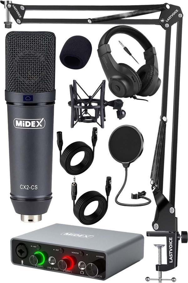 Stüdyo Ekipmanları Exclusive Paket-3 CX2 Mikrofon GLX-700GR Ses Kartı Stüdyo Kayıt Seti - Image 1