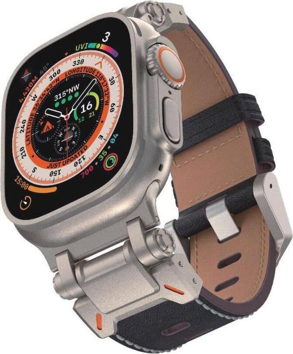 Watch 42mm Uyumlu KRD-114 Metal Başlıklı Suni Deri Kordon - Image 1