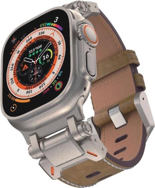 Watch 7 45mm Uyumlu KRD-114 Metal Başlıklı Suni Deri Kordon - Image 1