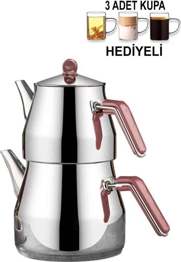 Kahramanlar Mega Boy Çaydanlık Takımı 3 Adet Cam Kupa Hediyeli - Image 1