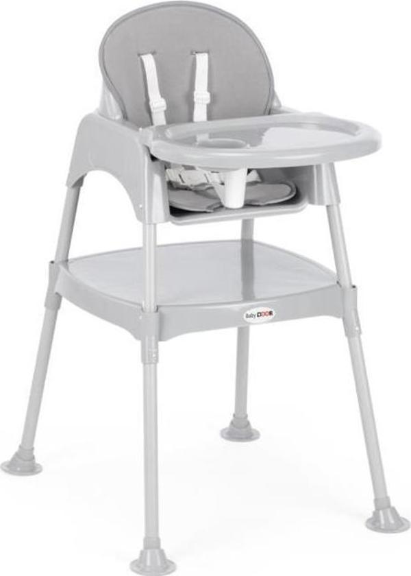 Baby Door Mama Dia Çalışma Masalı Pedli Mama Sandalyesi Gri 3 in 1 - Image 1