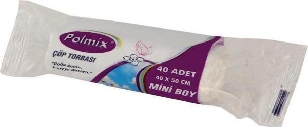 Omnipazar Polmix Mini Boy Çöp Torbası 40x50 cm Beyaz 50 Rulo 2000 Adet - Image 1
