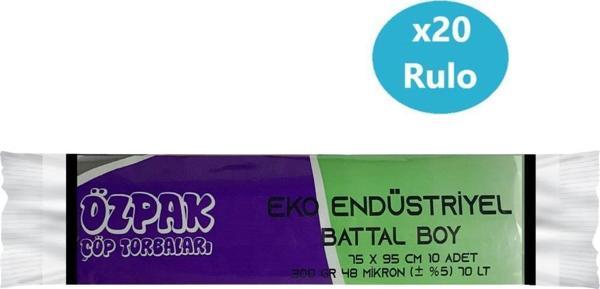 Özpak Eko End Battal Boy Çöp Poşeti 75x95cm 20 Rulo 200 Ad 6Kg Siyah - Image 1