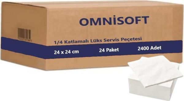 Omnisoft 24x24cm 1/4 Çift Katlı Lüks Servis Peçetesi Beyaz 24 Paket 2400 Ad - Image 1