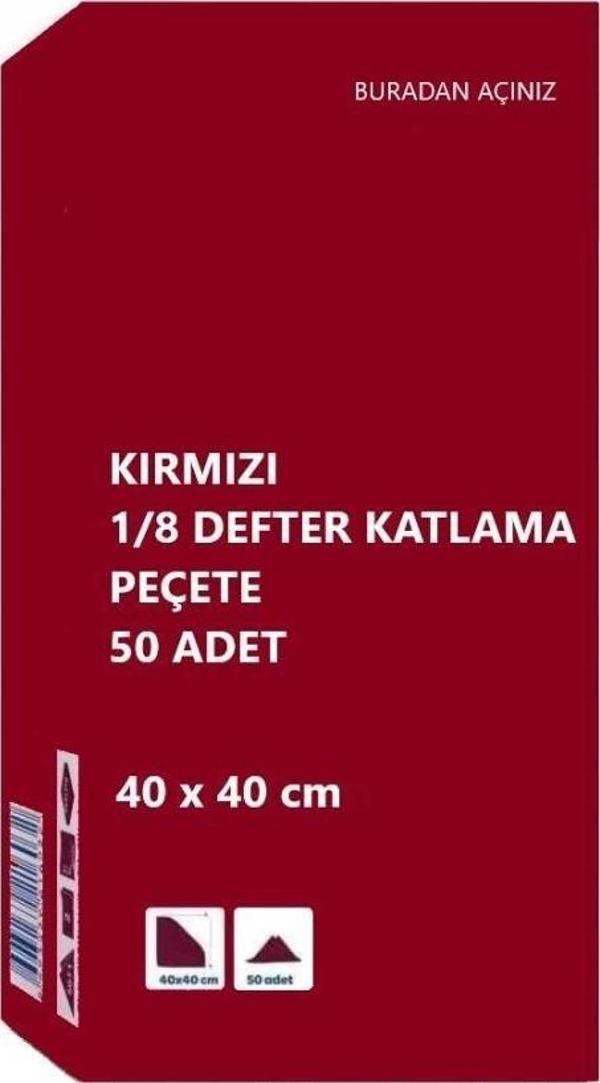 Omnisoft 40x40 cm 1/8 Defter Katlama Servis Peçetesi 50 Adet Kırmızı - Image 1