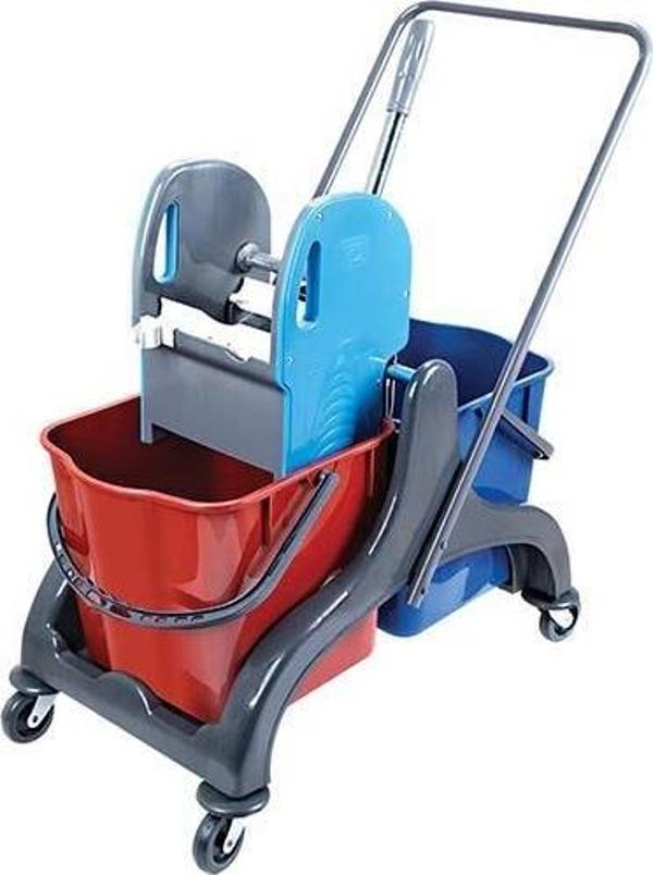 Omnisoft UCTM-CK750 Plastik Taşıyıcı Plastik Pres Çift Kovalı Temizlik Arabası - Image 1