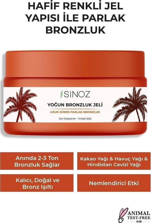 Sinoz Yoğun Bronzlaştırıcı Jel 200 ml Hindistan Cevizi Kakao Havuç Yağı Içeren - Image 1