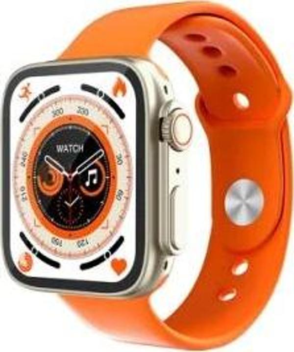 Winex T700 Android İos Uyumlu Çağrı Özellikli Akıllı Saat Gümüş Kasa Turuncu Kordon - Image 1