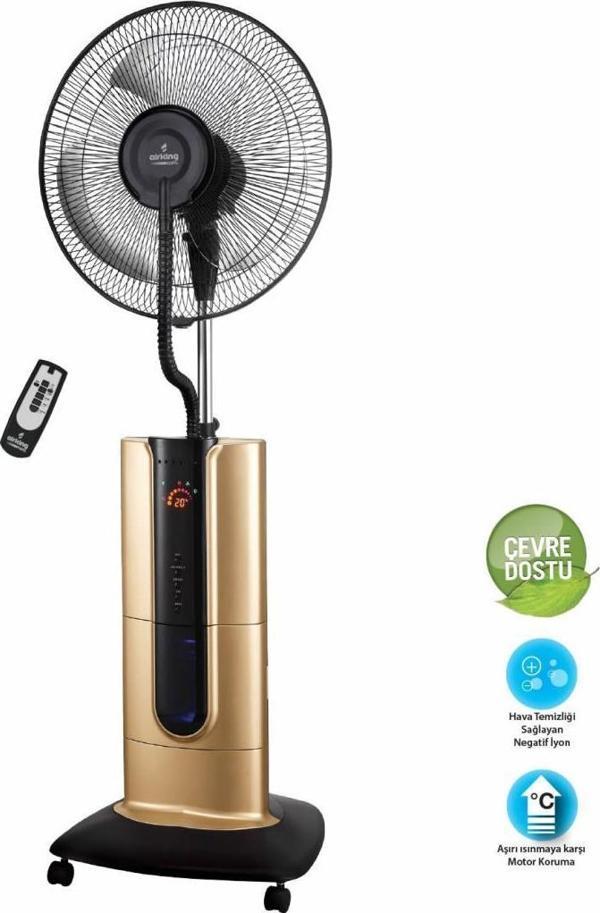 Airking Cool Pro 18'' Soğuk Buharlı, İyonizerli, Uzaktan Kumandalı Vantilatör - Gold - Image 1