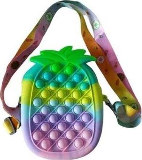 Pop-it Gökkuşağı Ananas Şekilli Çanta - Image 1