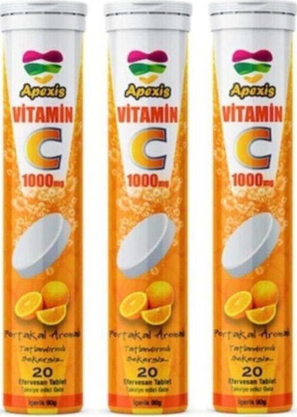 Apexis Vitamin C 1000 Mg 20 Efervesan Tablet 3'lü Paket - Image 1