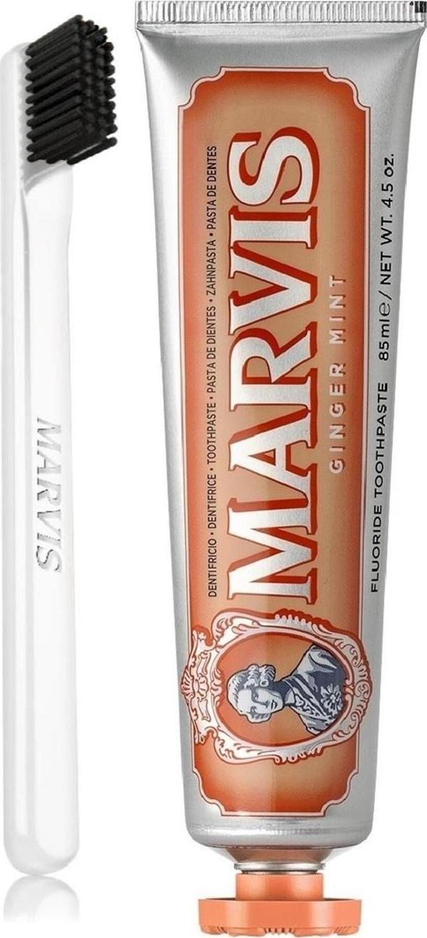 Marvis Ginger Mint Beyazlatıcı Diş Macunu 85 ml Ve White Soft Diş Fırçası - Image 1