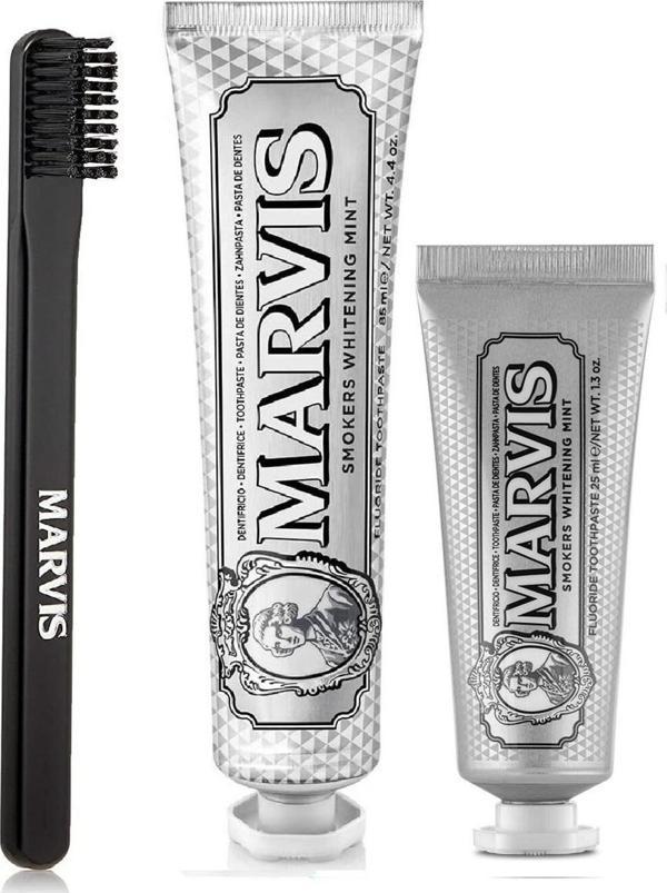 Marvis Smokers Whitening Mint 3'lü 85 ml 25 ml Orta Sert Diş Fırçası - Image 1