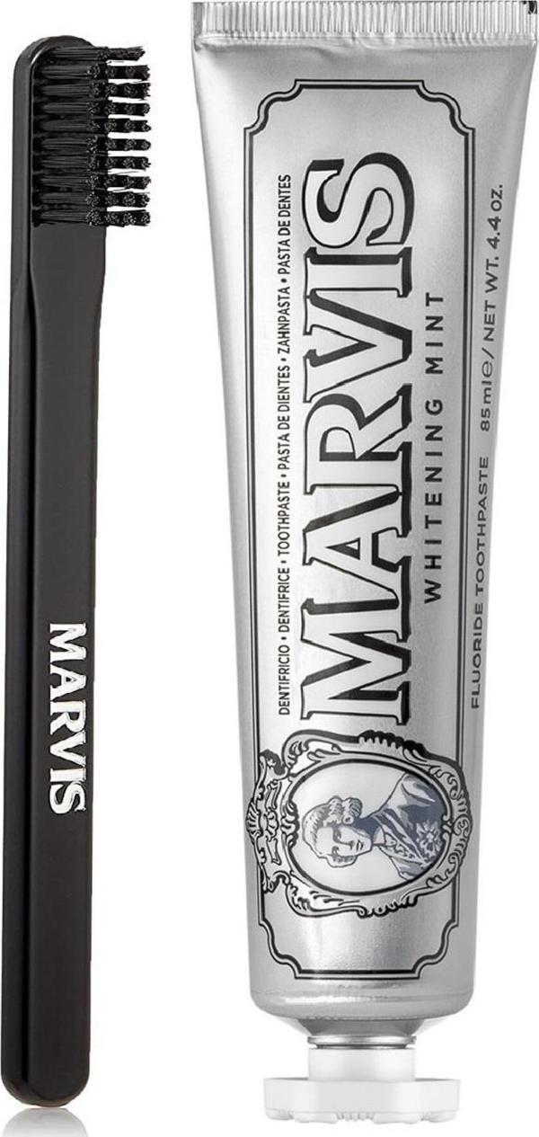 Marvis Whitening Mint Beyazlatıcı Diş Macunu 85 ml Ve Black Orta Sert Diş Fırçası - Image 1