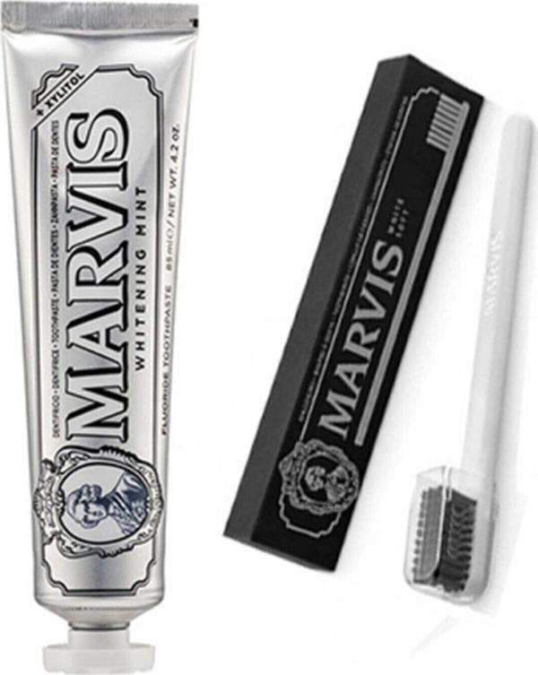 Marvis Whitening Mint Beyazlatıcı Diş Macunu 85 ml Ve White Soft Diş Fırçası - Image 1