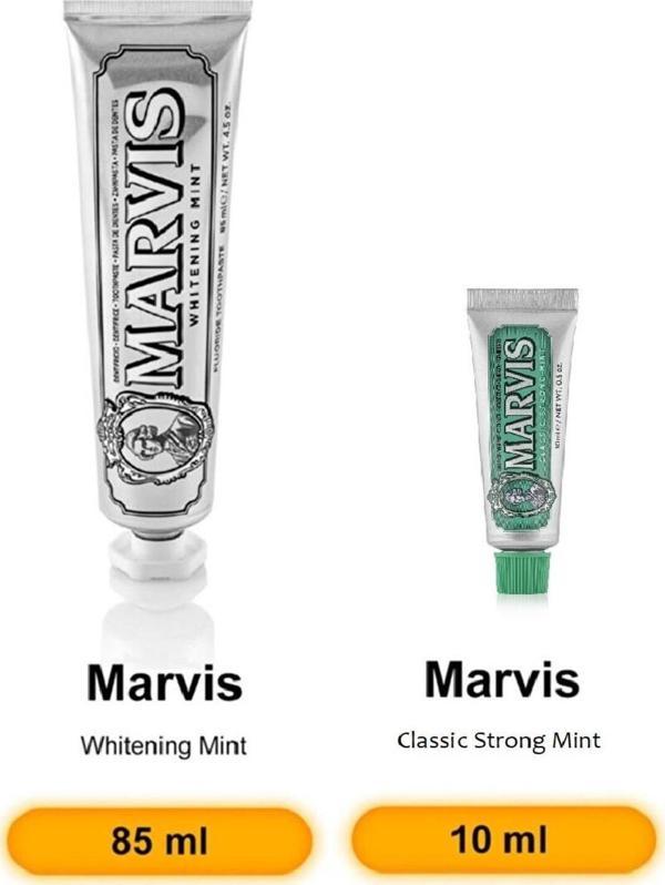 Marvis Whitening Mint Diş Macunu 85 ml Classic Strong Mint 10 ml - Image 1