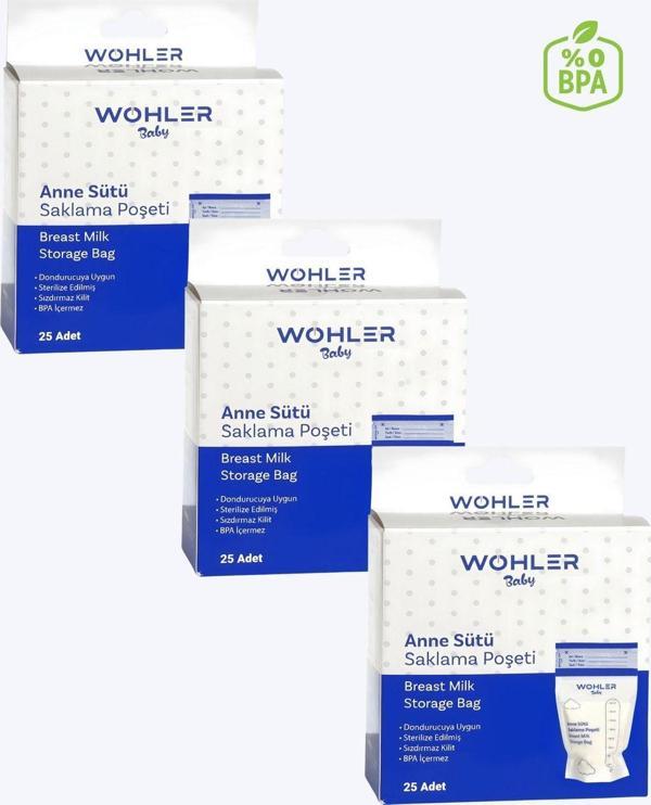 Wohler Anne Sütü Saklama Poşeti 25 'li X 3 : 75 Adet - Image 1