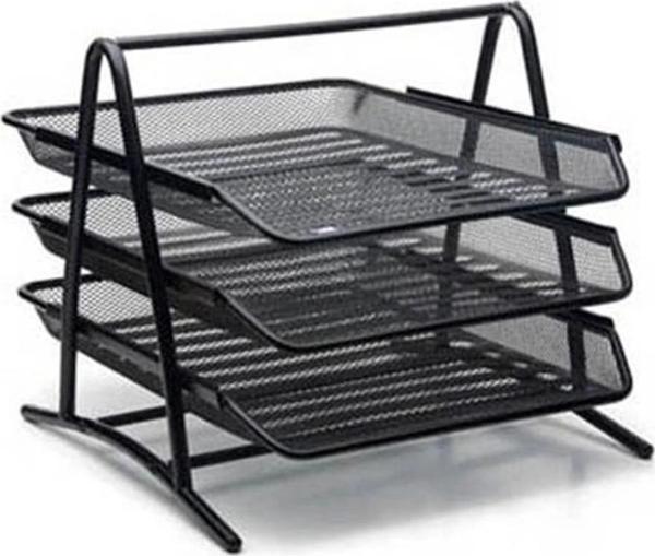 Bofigo Viva Inox 3 Lü Metal Evrak Rafı Siyah - Image 1