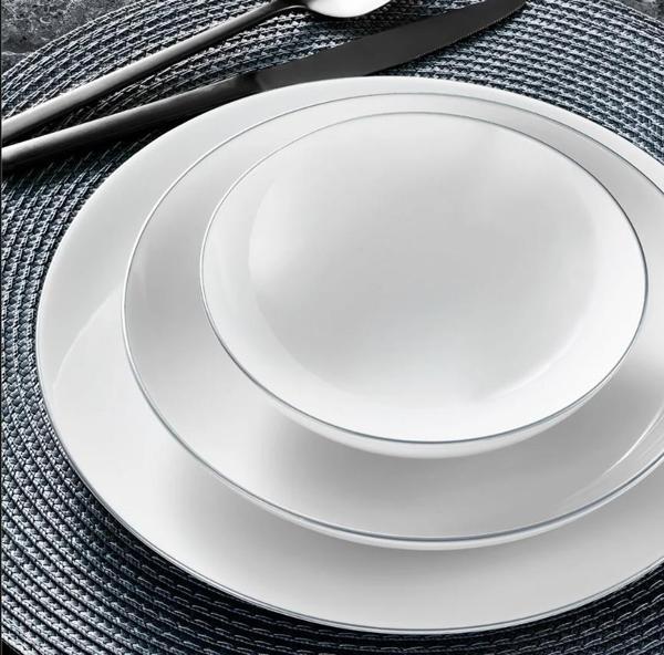 Güral Porselen Atina 18 Parça 6 Kişilik Bone Yemek Takımı Gümüş - Image 1