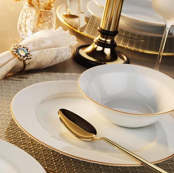 Porland Mina 18 Parça Yemek Takımı Gold Fileli - Image 1
