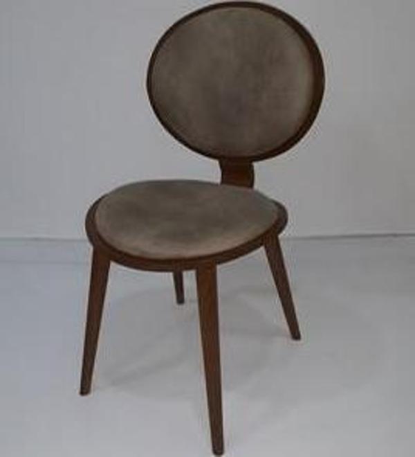 Sandalye12574 Papel Kayın RETRO Ayak soho Kumaş Oval Sırt Yuvarlak oturum El Yapı - Image 1