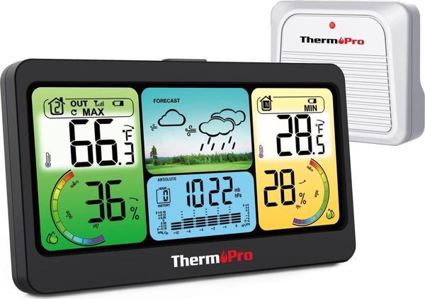 ThermoPro TP280B 7" Wi-Fi İç ve Dış Mekan Dijital Sıcaklık, Nem, Basınç Ölçer ve Hava Tahmin İstasyonu - Image 1