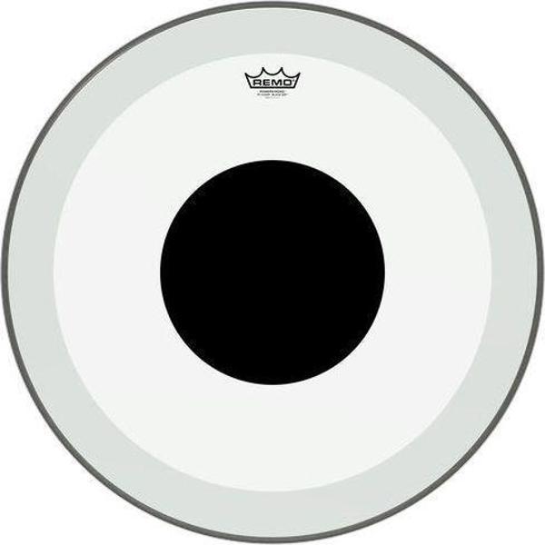REMO P3-1324-10- Powerstroke® P3 Şeffaf Top Black Dot™ 24" Bas Davul Derisi - Image 1
