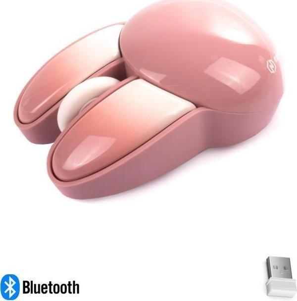 Sevimli Tavşan 3D Pembe Mouse Bluetooth + 2.4G Dual Mode - Image 1