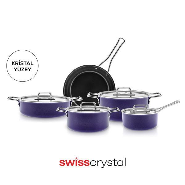 Karaca Swiss Crystal Mastermaid 9 Parça Tencere Seti Crape Purple - Image 1